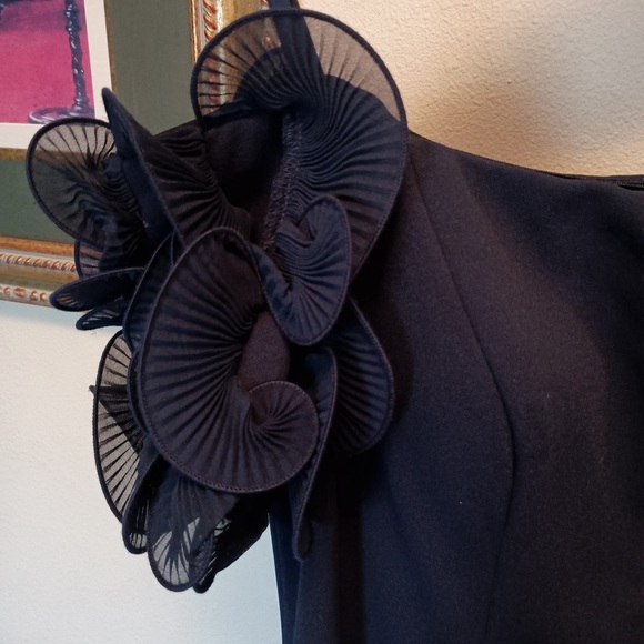 Xscape Nordstroms Navy Ruched Strapless Sheath Evening Gown - Picture 7 of 15